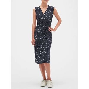 Banana Republic Blue and White Twist Faux Wrap Dress